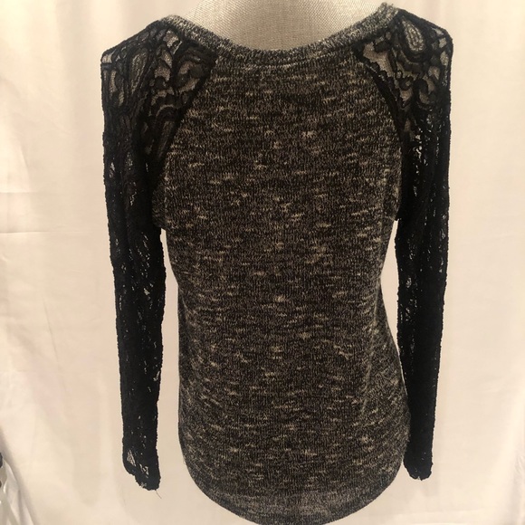 Altar’d State Black and White Lace Sleeve Sweater.  Size M. - Picture 2 of 3